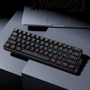 Compact 61-Key RGB USB Mechanical Keyboard with Red Switches